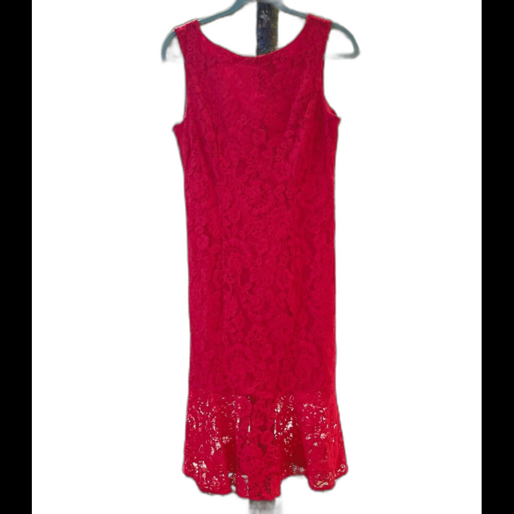 Mermaid Lace Y2K Dress Eva Mendes NY Co Womens M Red Date Night Wedding Prom